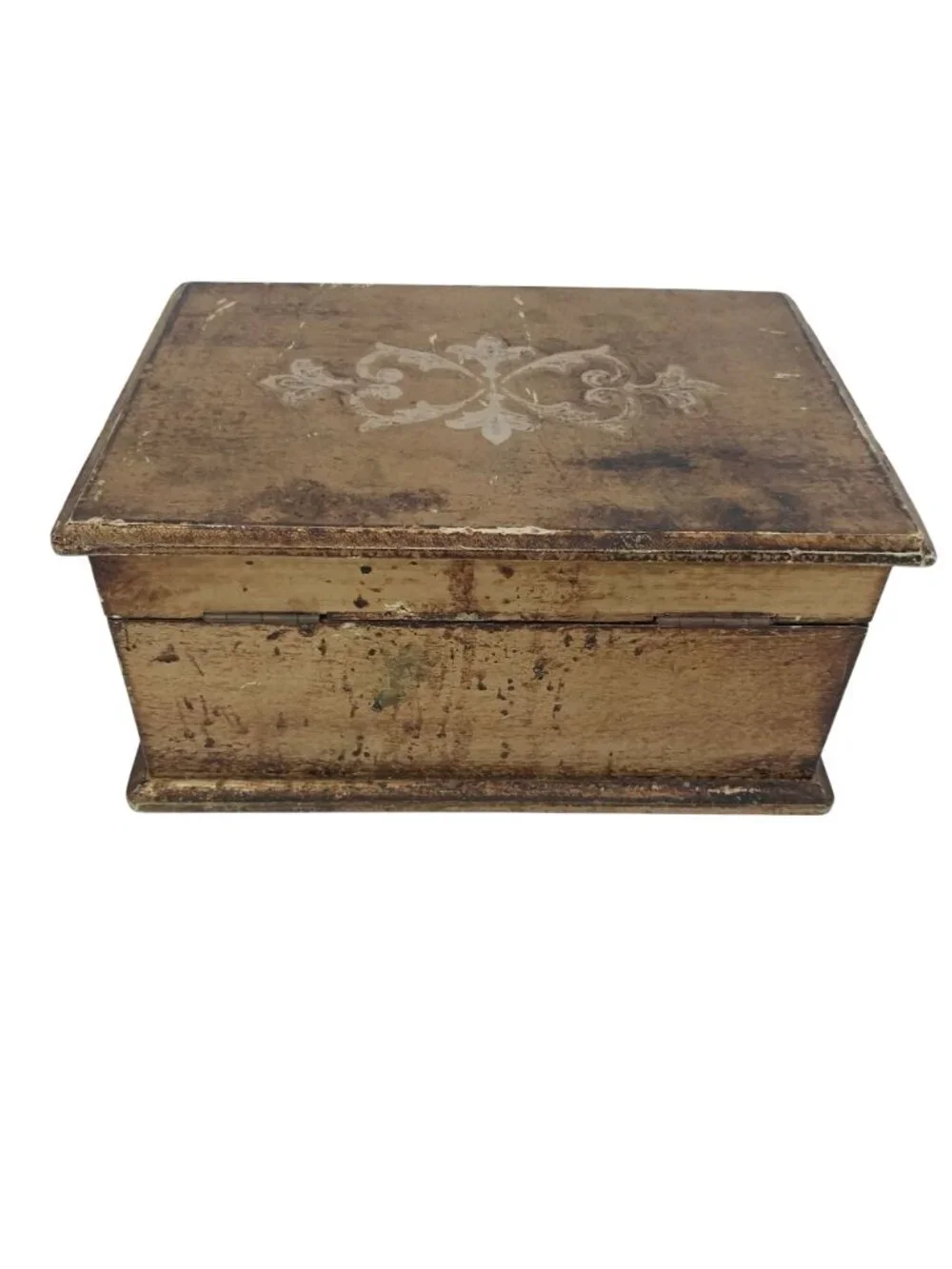 Vintage Florentine Wooden Jewelry Box Velvet Gilded Hollywood Regency AS IS